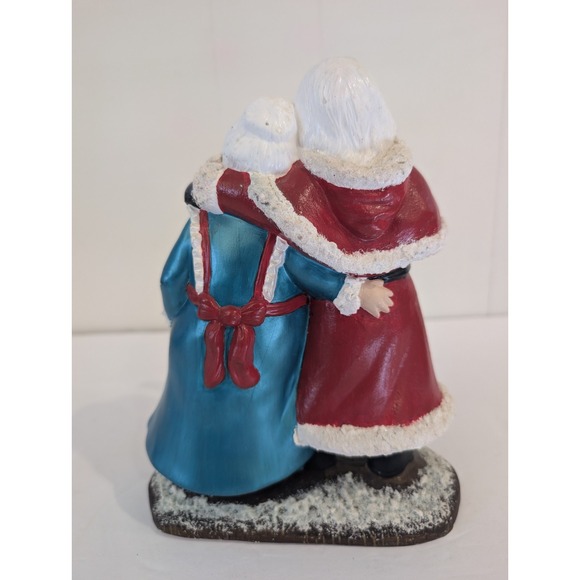 Vintage Hand Painted Ceramic Mold Singing Santa & Mrs. Claus Shelf Sitter Decor - Picture 5 of 14